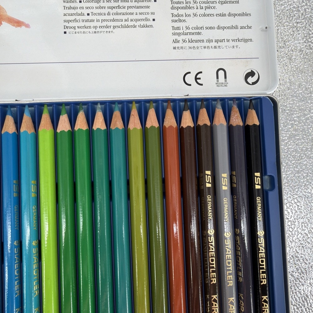 36 Staedtler Karat Aquarell Watercolour Pencils Made in Germany in Tin Case - Picture 6 of 8